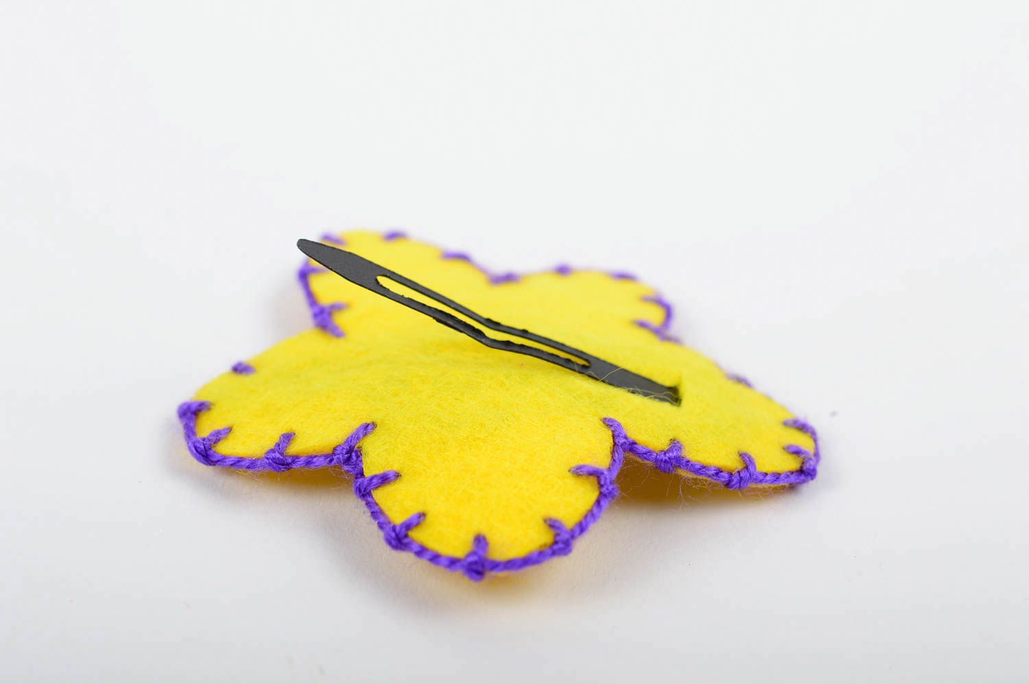 Haarspange Blume Handmade Haarschmuck für Mädchen Accessoire für Haare lila gelb foto 4