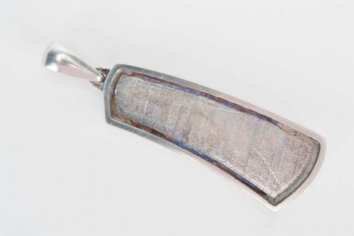 Long shaped handmade metal blank pendant DIY unusual jewelry making supplies photo 1