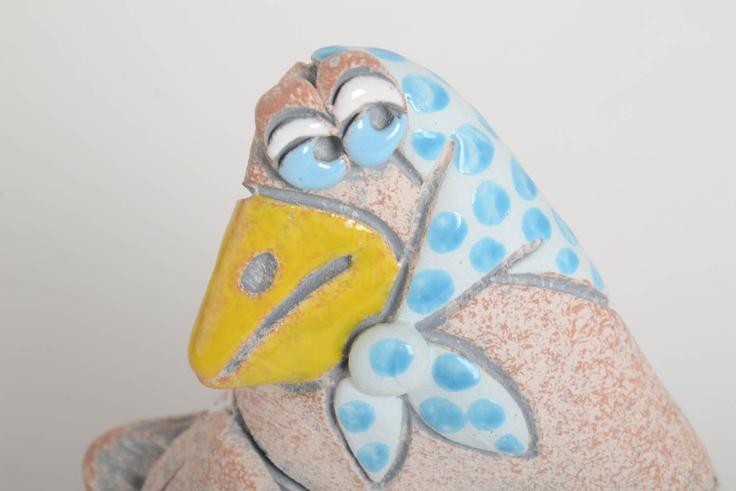 Tirelire oiseau faite main Figurine animal céramique Cadeau original Corneille photo 3