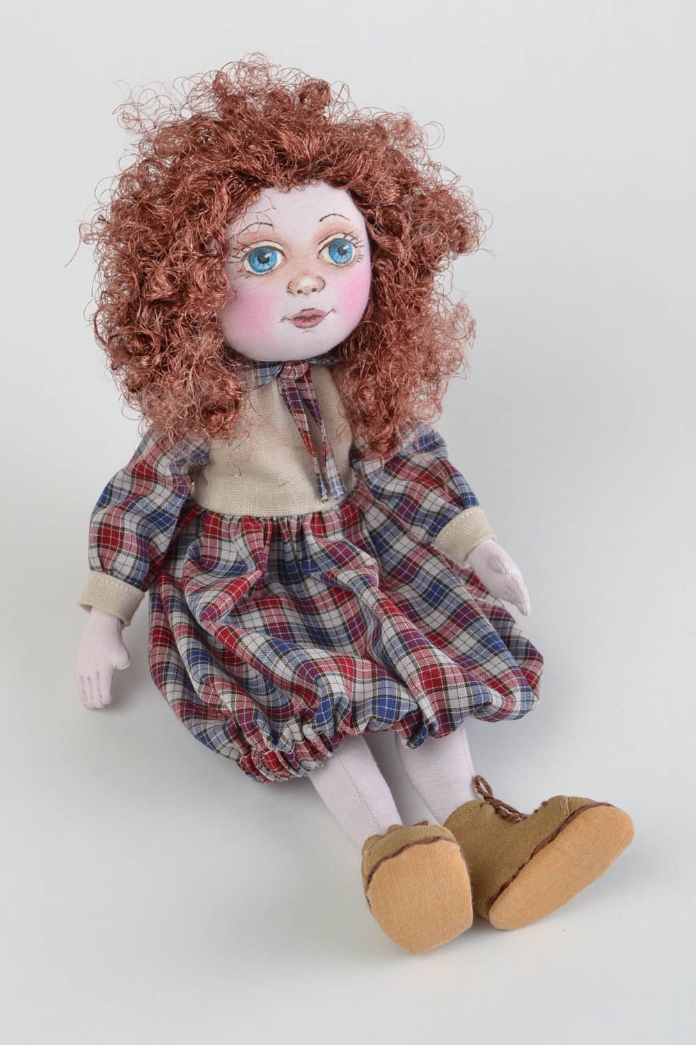 Interior decorative doll for children fabric soft handmade toy Yanochka photo 1