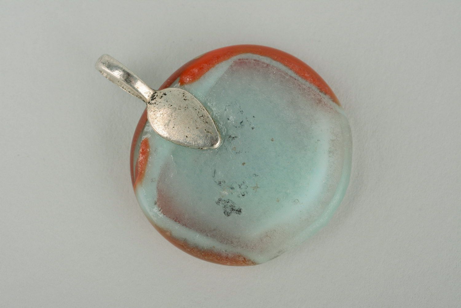 Glass pendant made using the fusing technique Orange circle photo 3