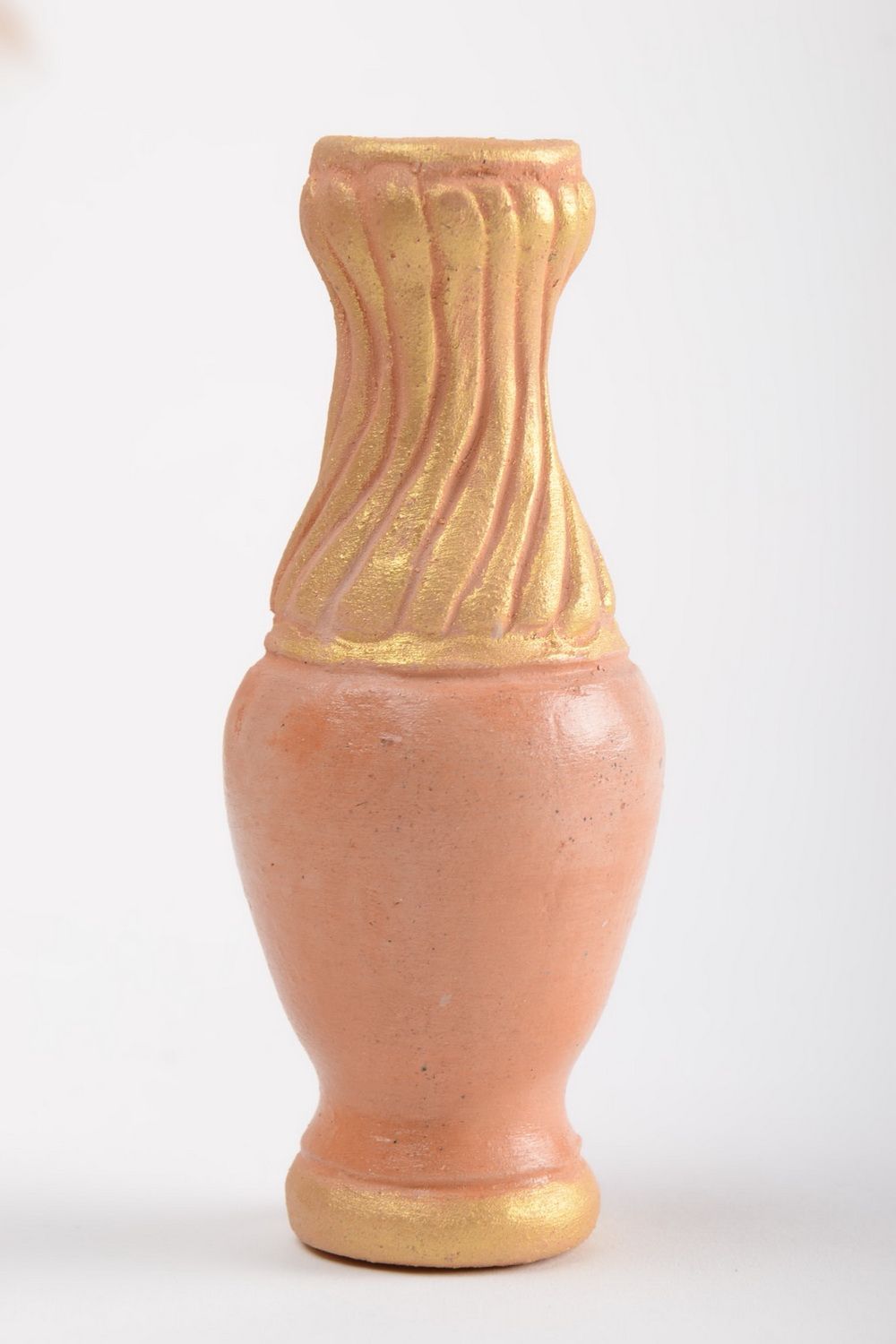 Vase miniature en argile fait main marron clair décoratif style ethnique 10 cl photo 2