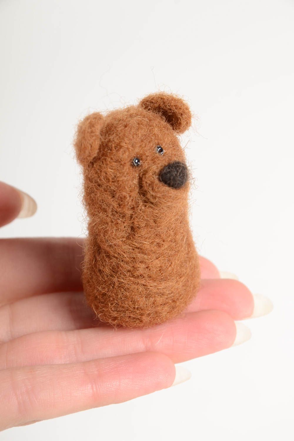 Валяная игрушка ручной работы игрушка из шерсти медведь мягкая игрушка фото 2