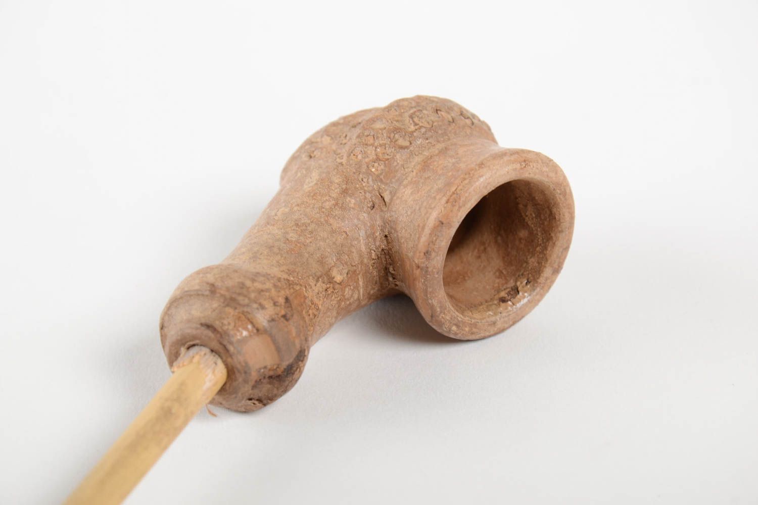 Декоративная глиняная курительная трубка ручной работы авторская красивая фото 4