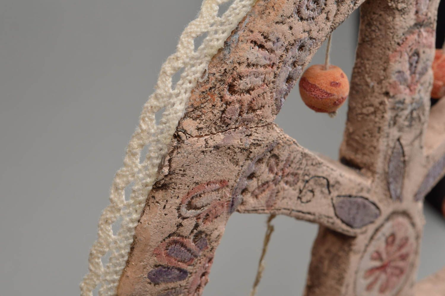 Статуэтка из шамотной глины расписанная глазурью ручной работы Дерево желаний фото 5