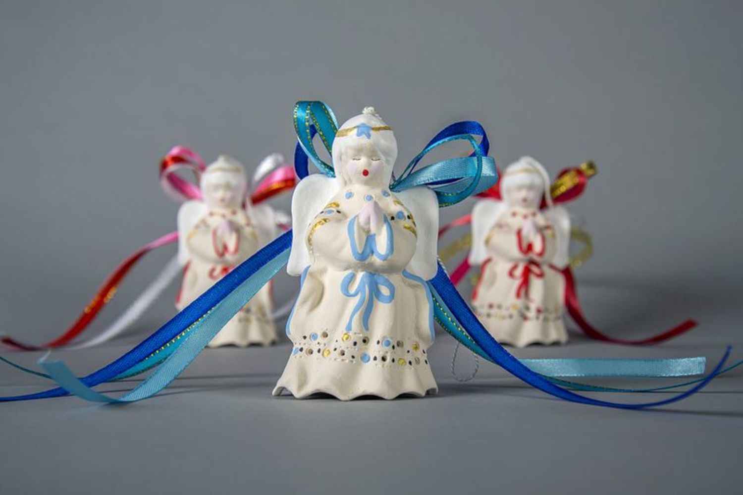 Bell made of white clay Christmas Angel photo 5