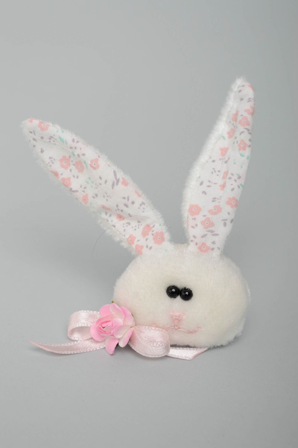 Handmade fabric brooch Rabbit photo 1