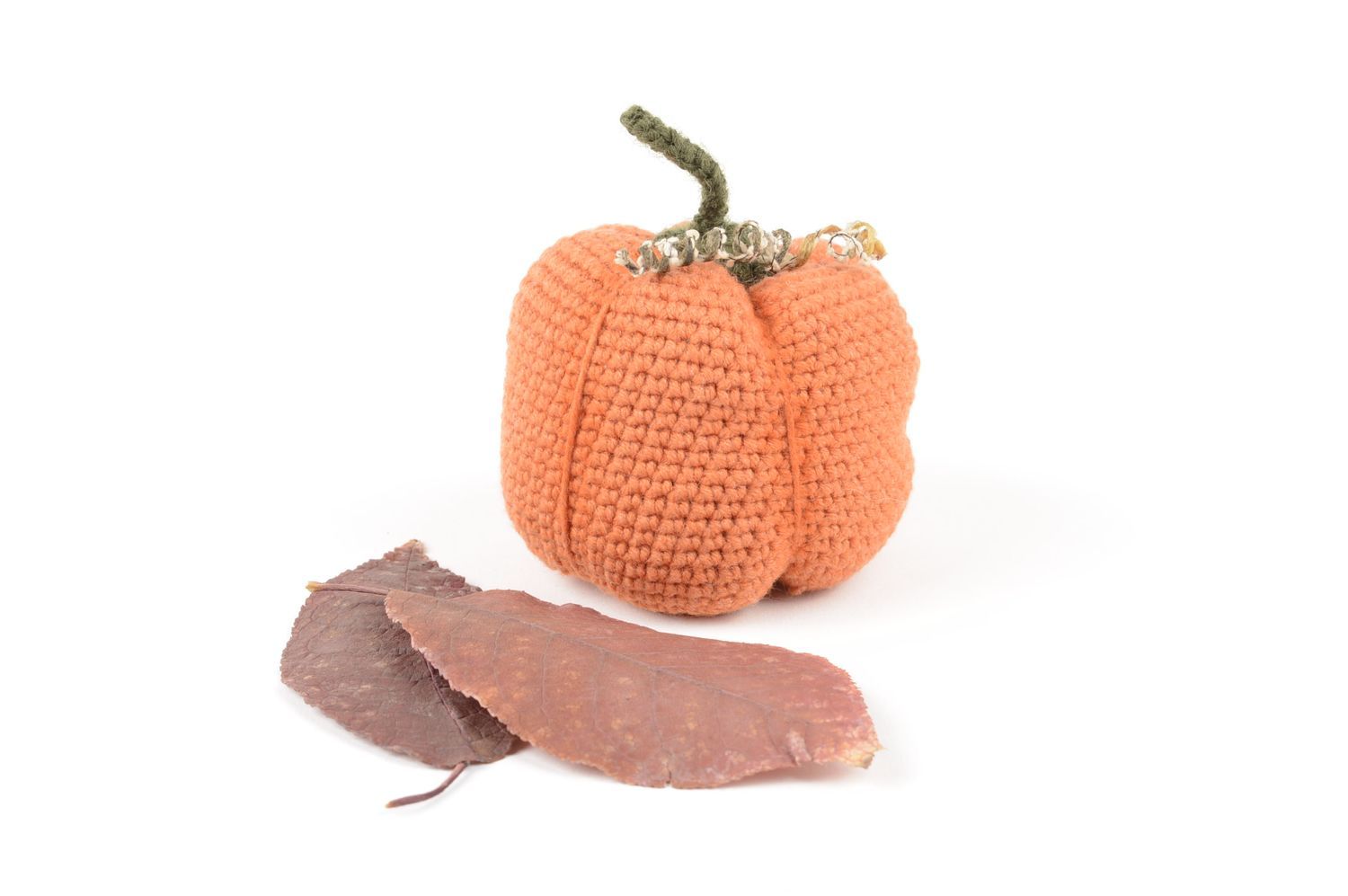 Handmade Stoff Kuscheltier handmade Deko Kürbis in Orange Geschenk für Kinder  foto 5