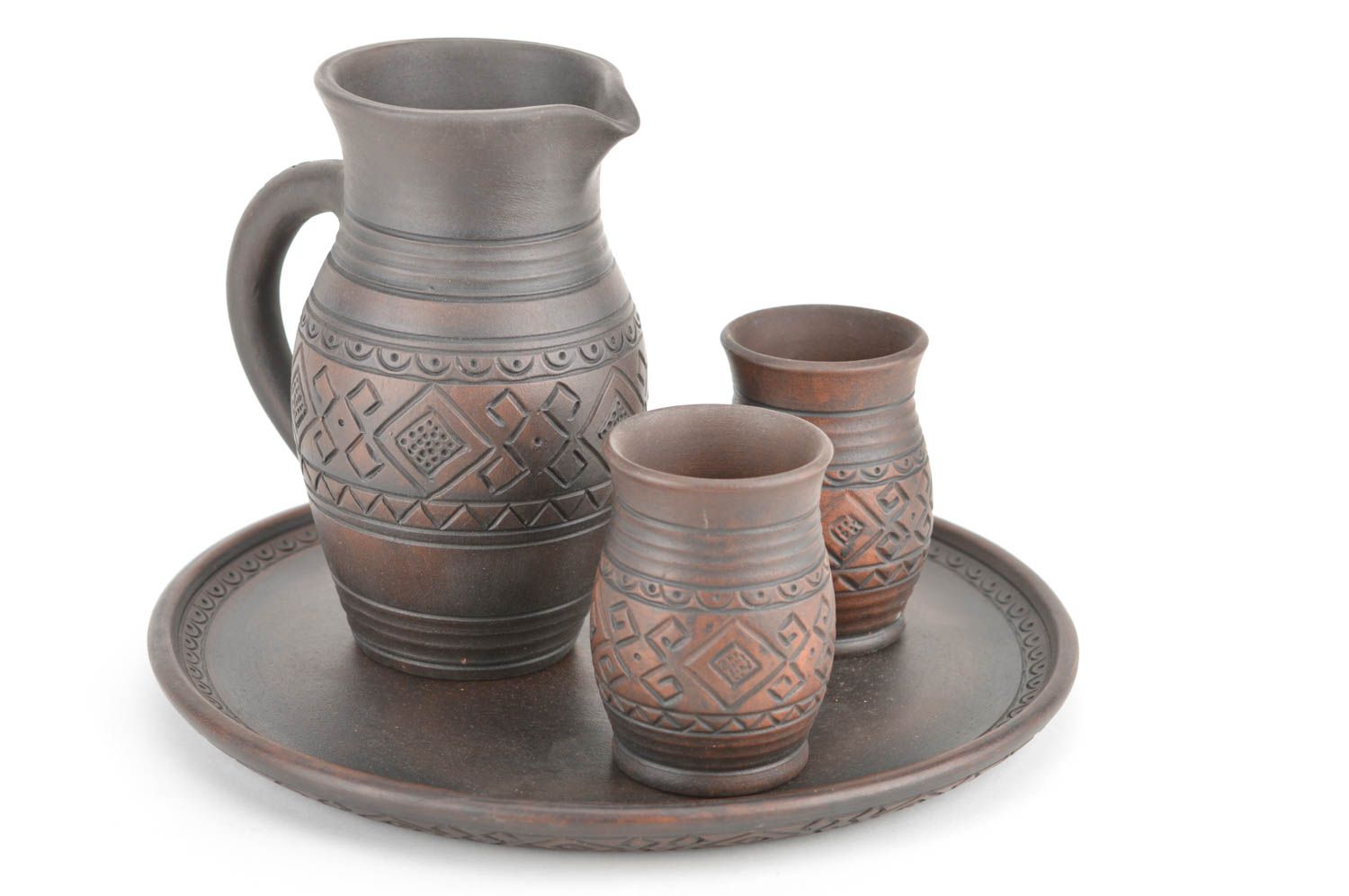 Handgemachtes Geschirr Keramik Becher Geschirr Set Keramik Krug dunkelbraun foto 5