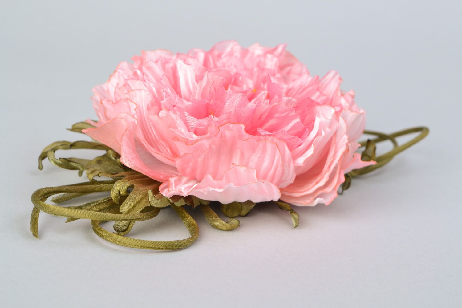 Handmade textile silk flower brooch hair clip photo 3