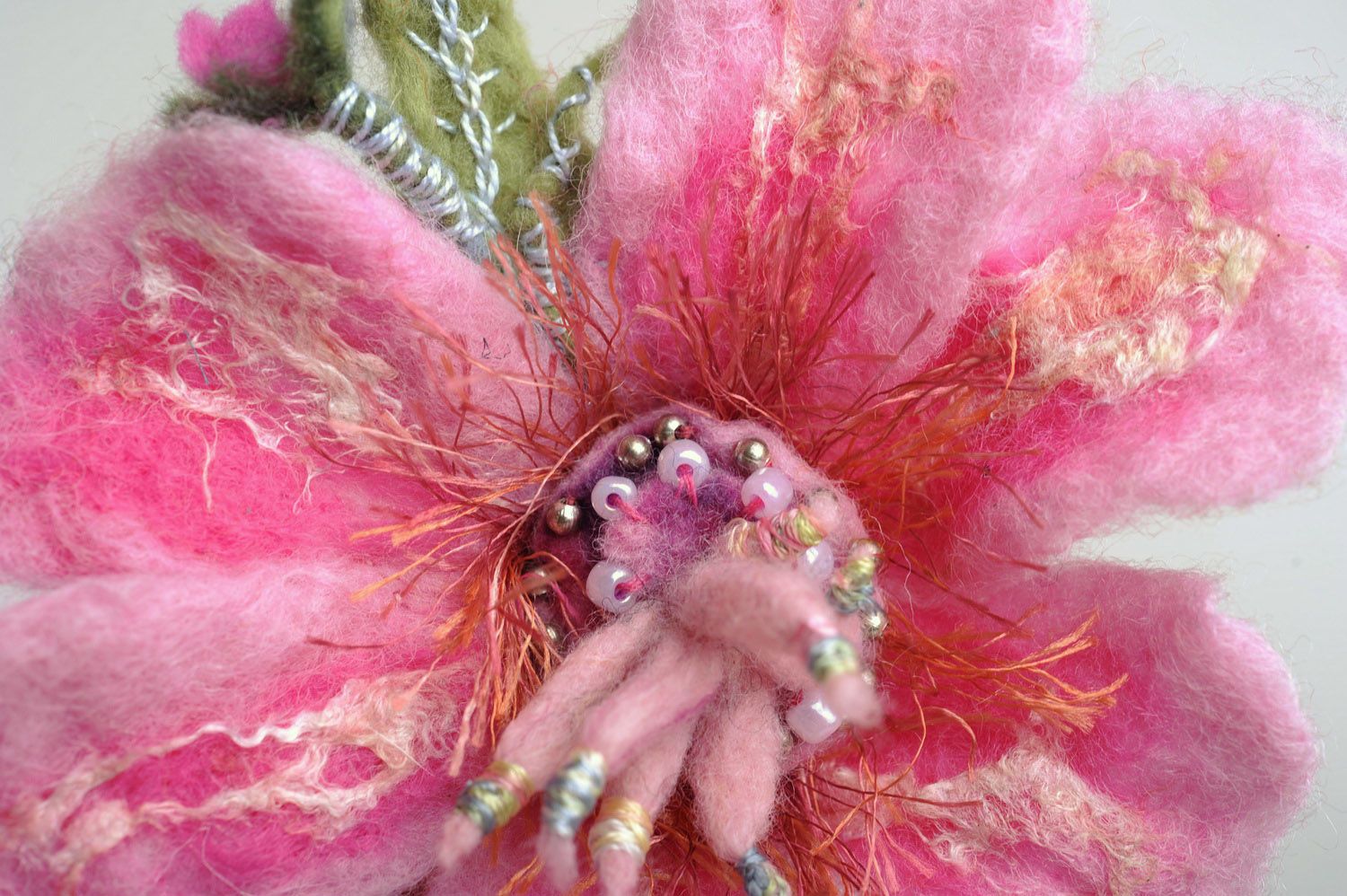 Broche-barrette à cheveux Fleur rose fait main photo 1