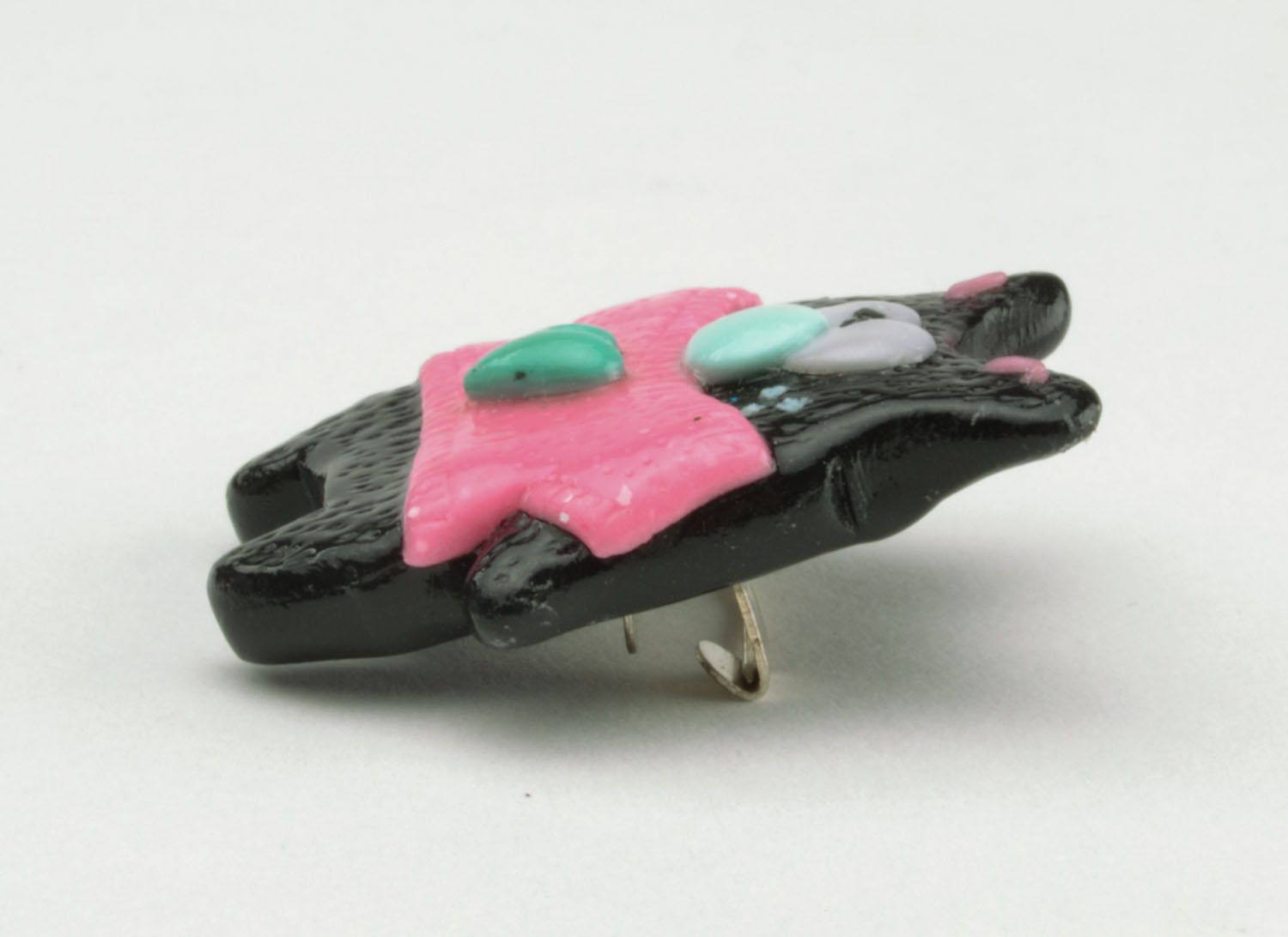 Cat brooch made of polymer clay photo 3