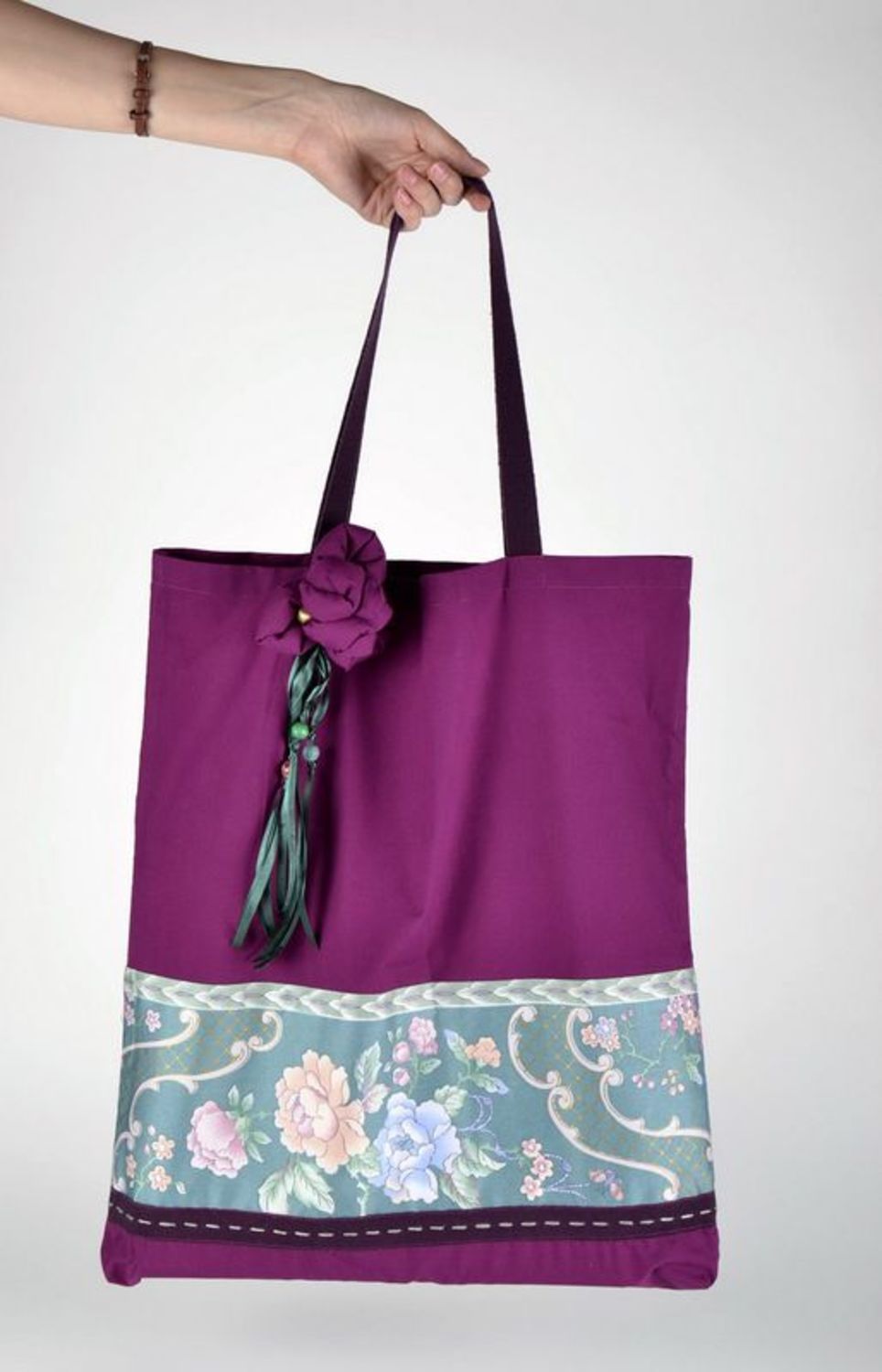 Grand sac à main violet fait main  photo 3