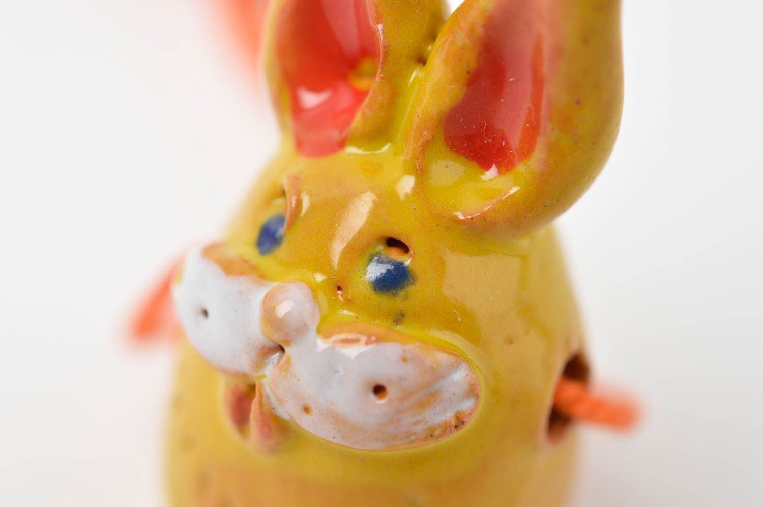 Keramik Deko handgemachte Figur aus Ton kleine Tier Statue in Form vom Hasen foto 5
