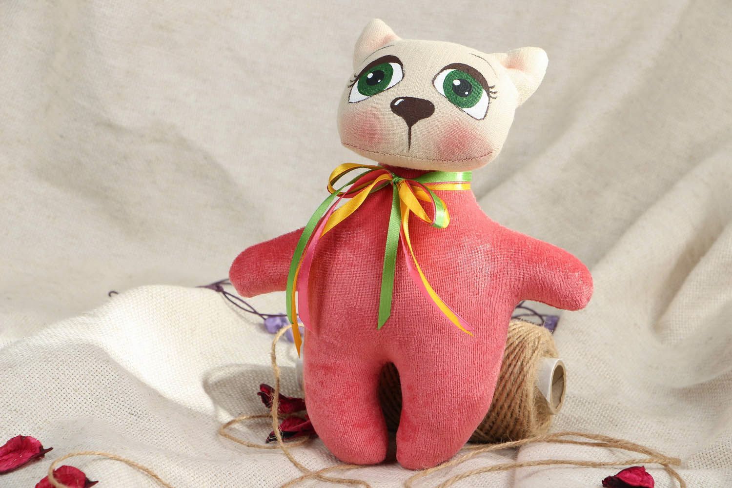 Soft toy Cat in Red photo 5