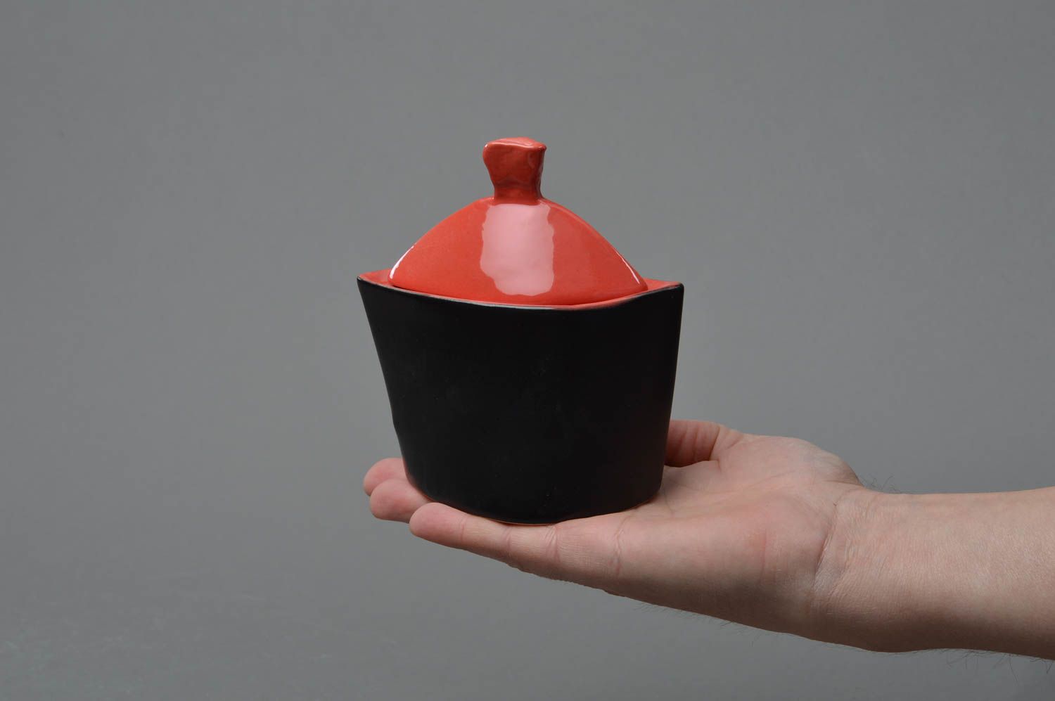 Handmade Design Geschirr Zuckerdose schwarz Porzellan Geschirr mit Bemalung  foto 4