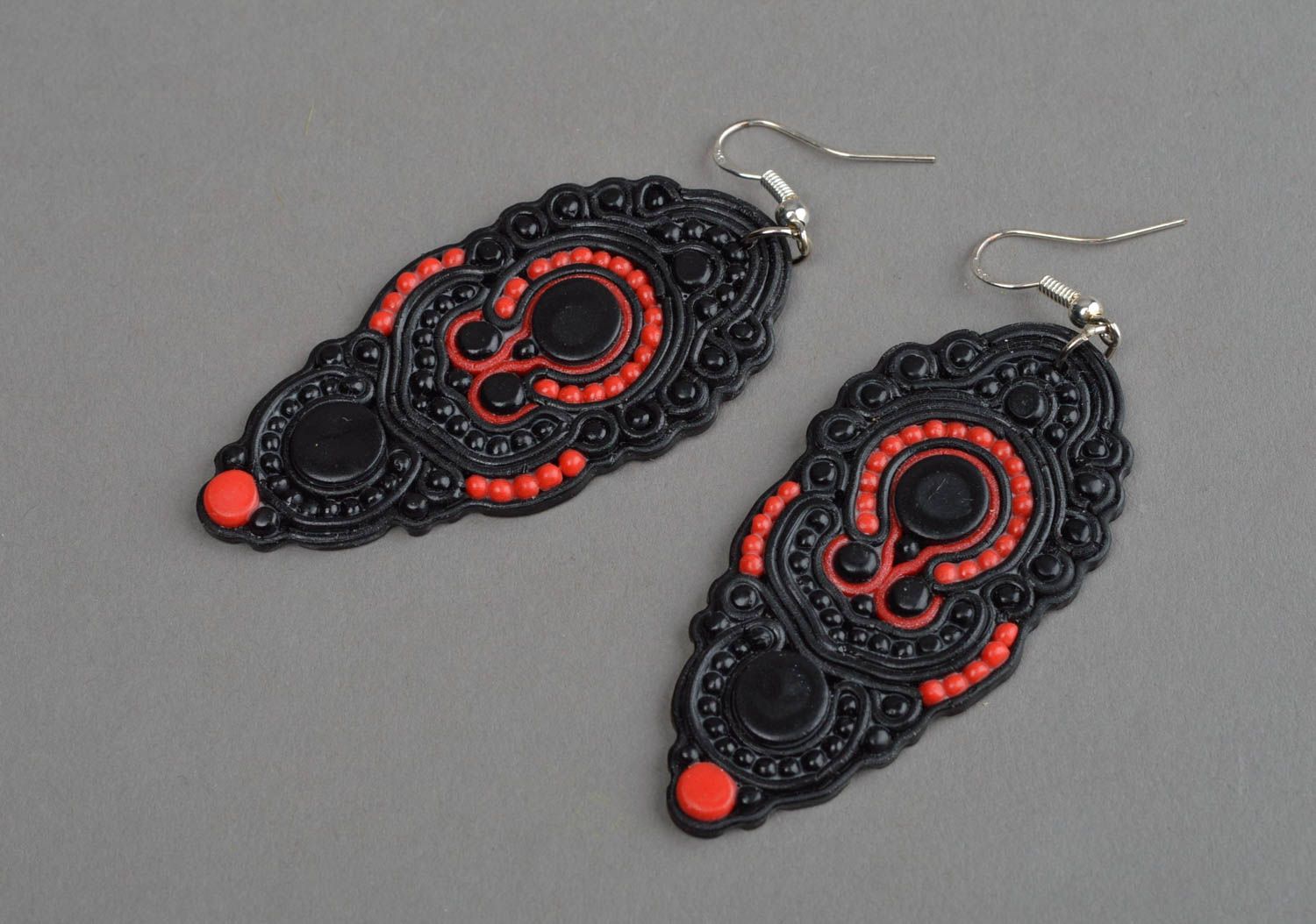 Handmade earrings polymer clay accessory present for women plastic jewelry photo 2