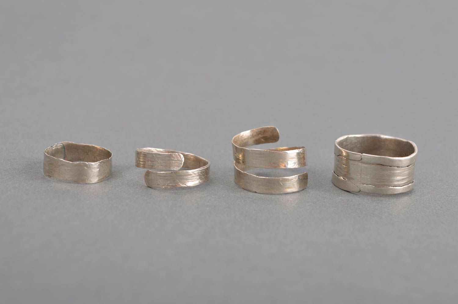 Handmade female stylish rings unusual elegant rings metal jewelry 4 pieces photo 3