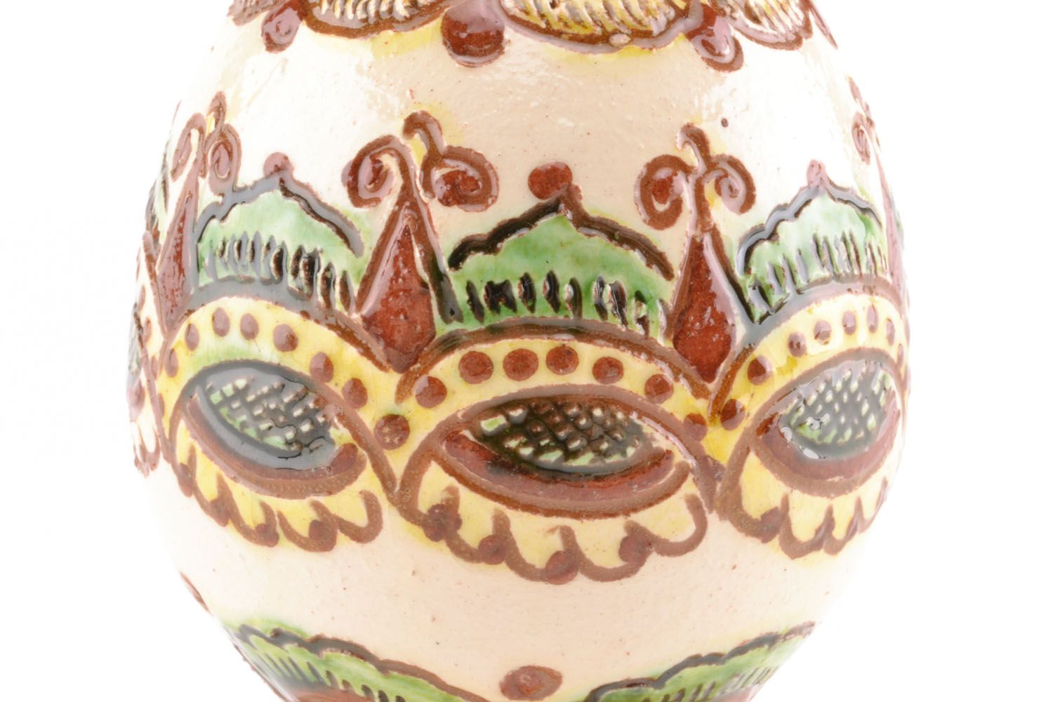 Huevo de arcilla decorativo en soporte, cerámica hutsul foto 3