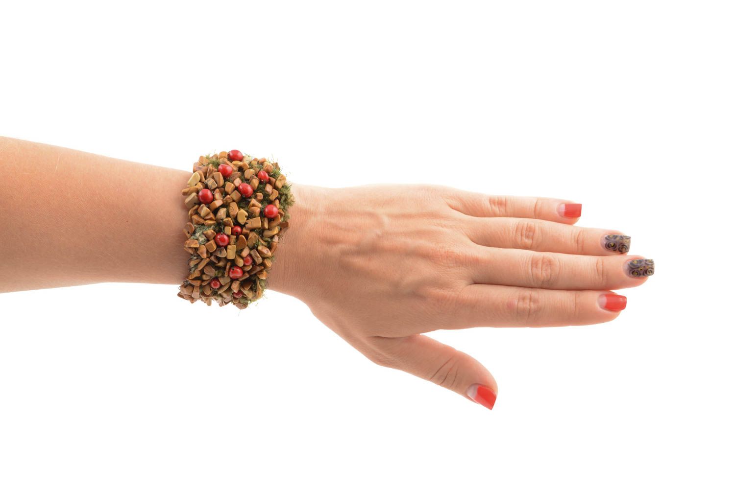 Pulsera hecha a mano de jaspe y coral regalo original accesorio para mujer foto 5