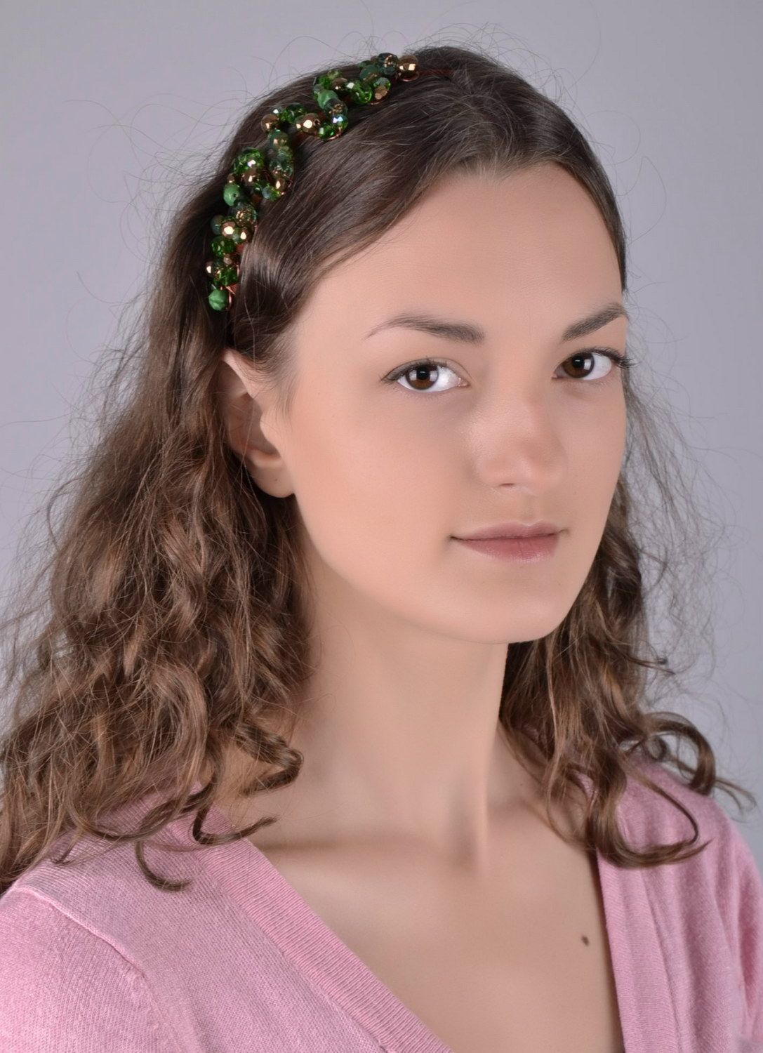Grinalda para cabelo verde feita à mão acessórios de cabelo  foto 1