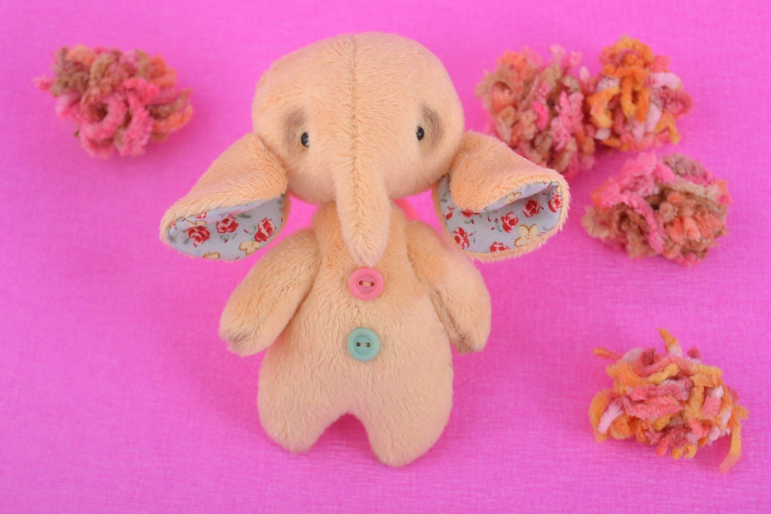 Handmade Kuscheltier Elefant Kleinkinder Spielzeug Stoff Tier lustig beige foto 1