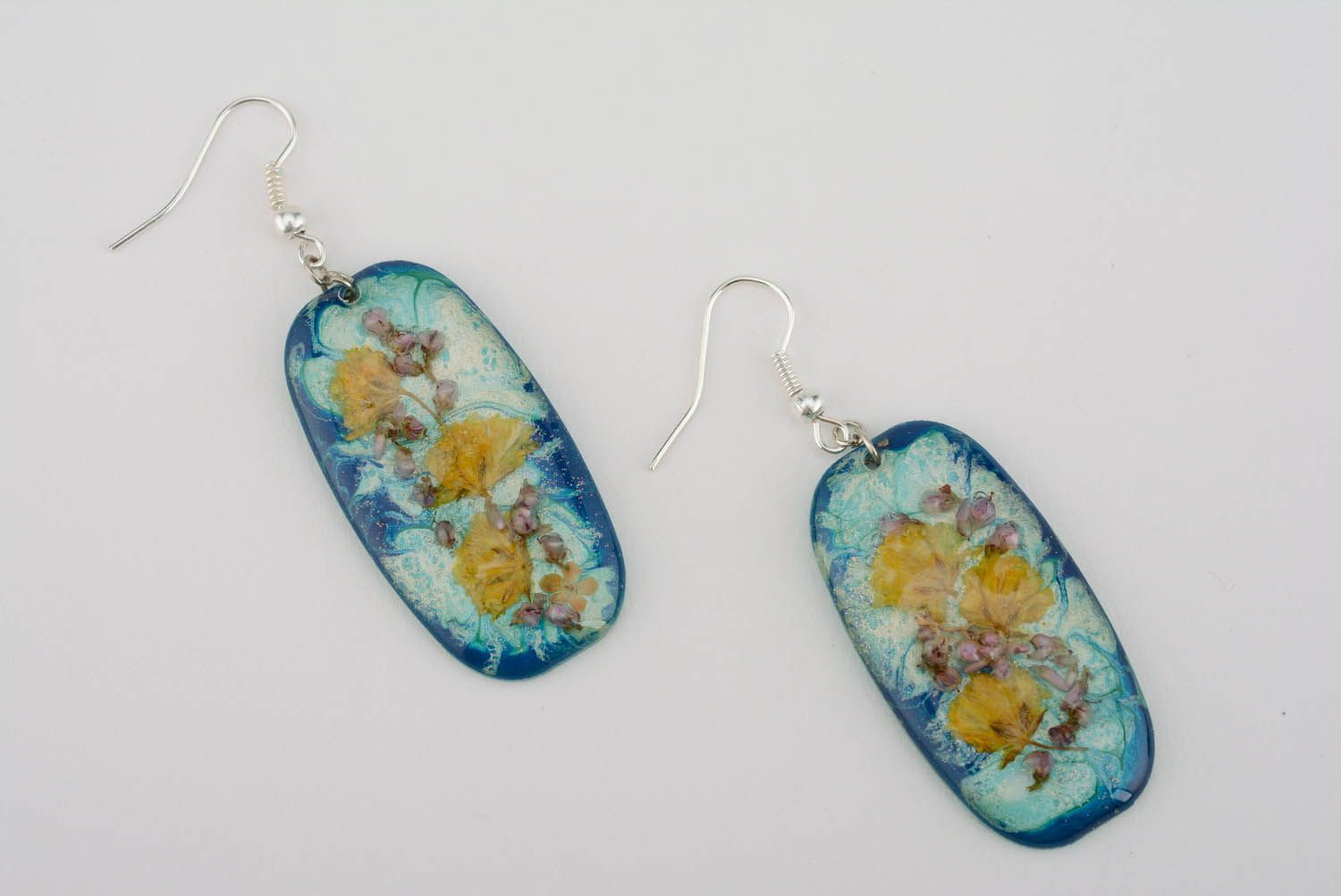 Long earrings Blue and Yellow photo 5