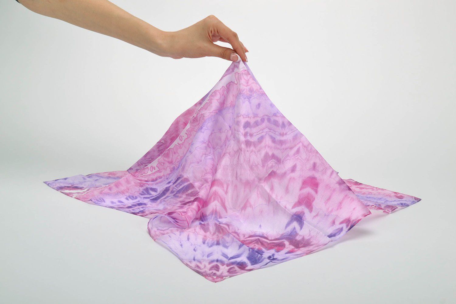 Foulard de soie violet fait main photo 3