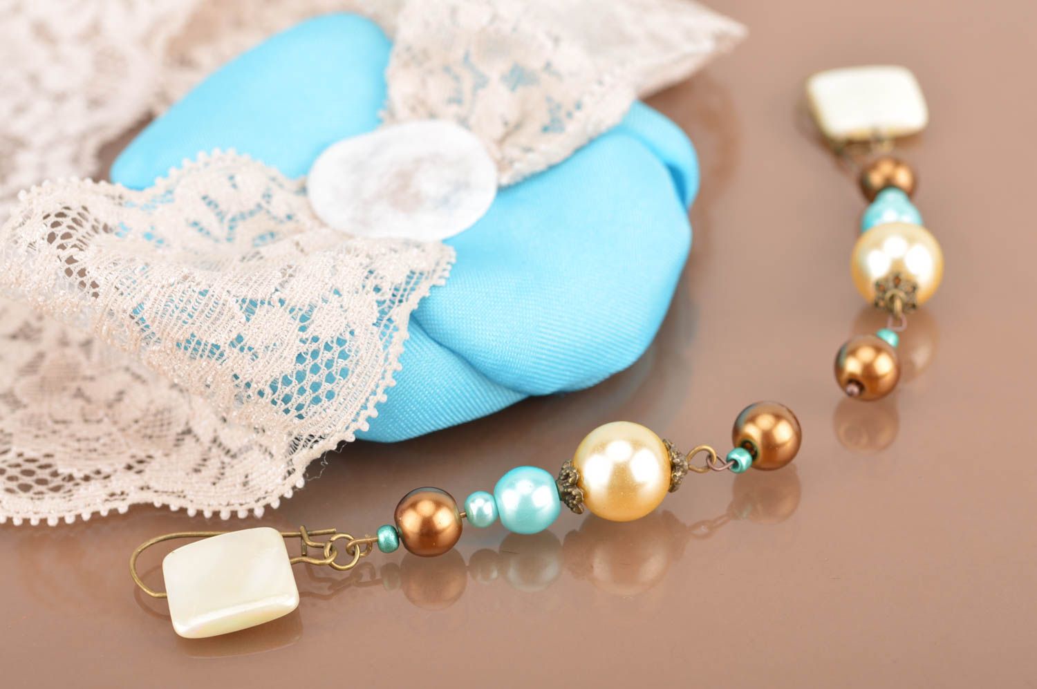 Set of handmade jewelry elegant earrings stylish headband present for girl photo 5