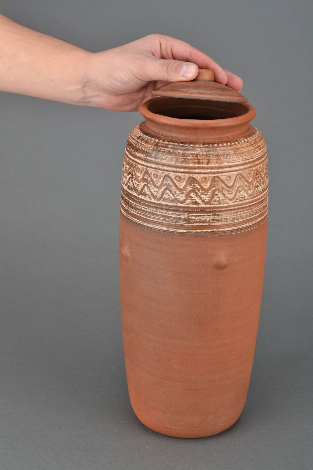 Handmade ceramic pot with ornament 5 l photo 2