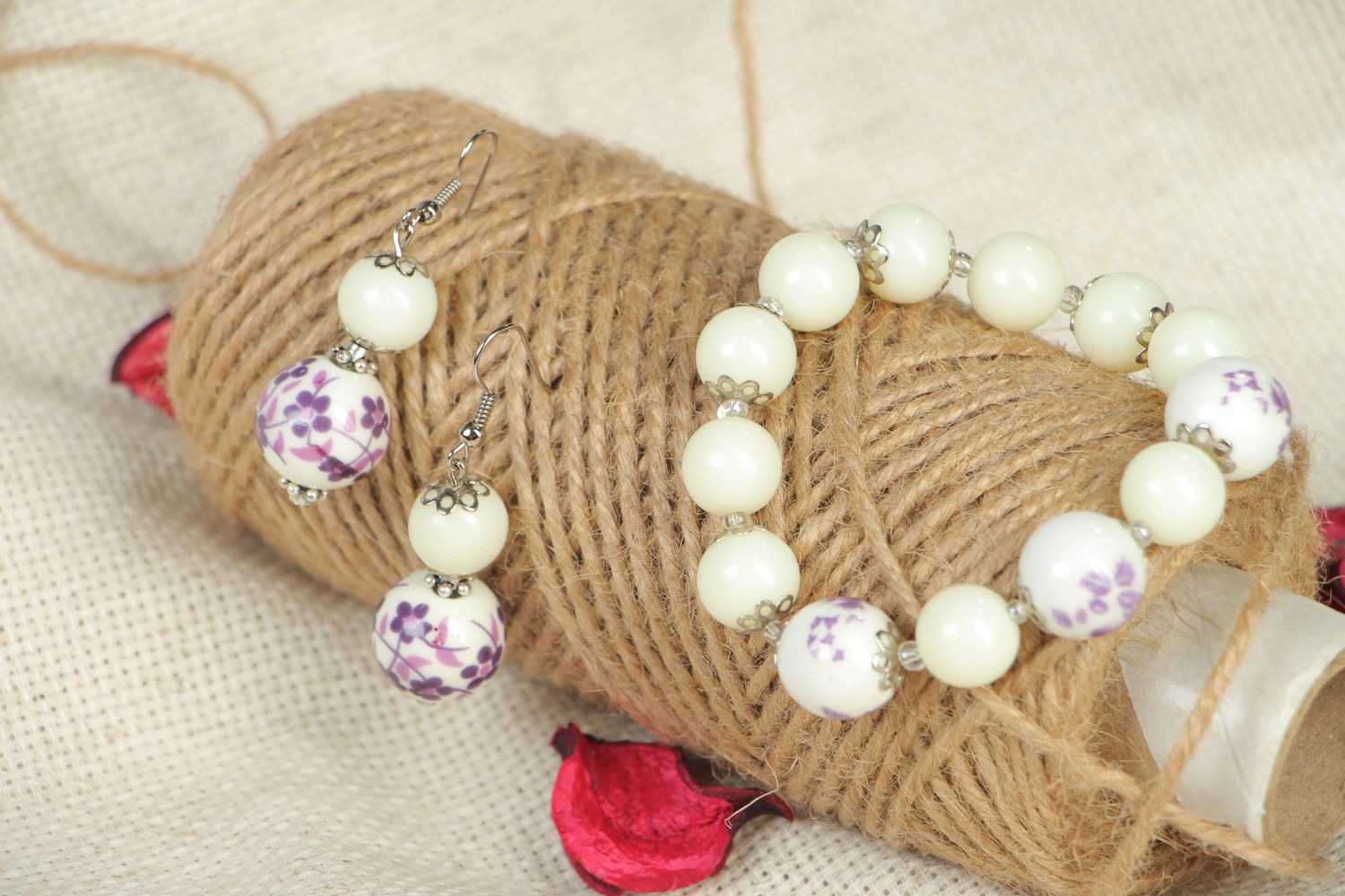 Parure de bijoux de perles fantaisie Violettes photo 5