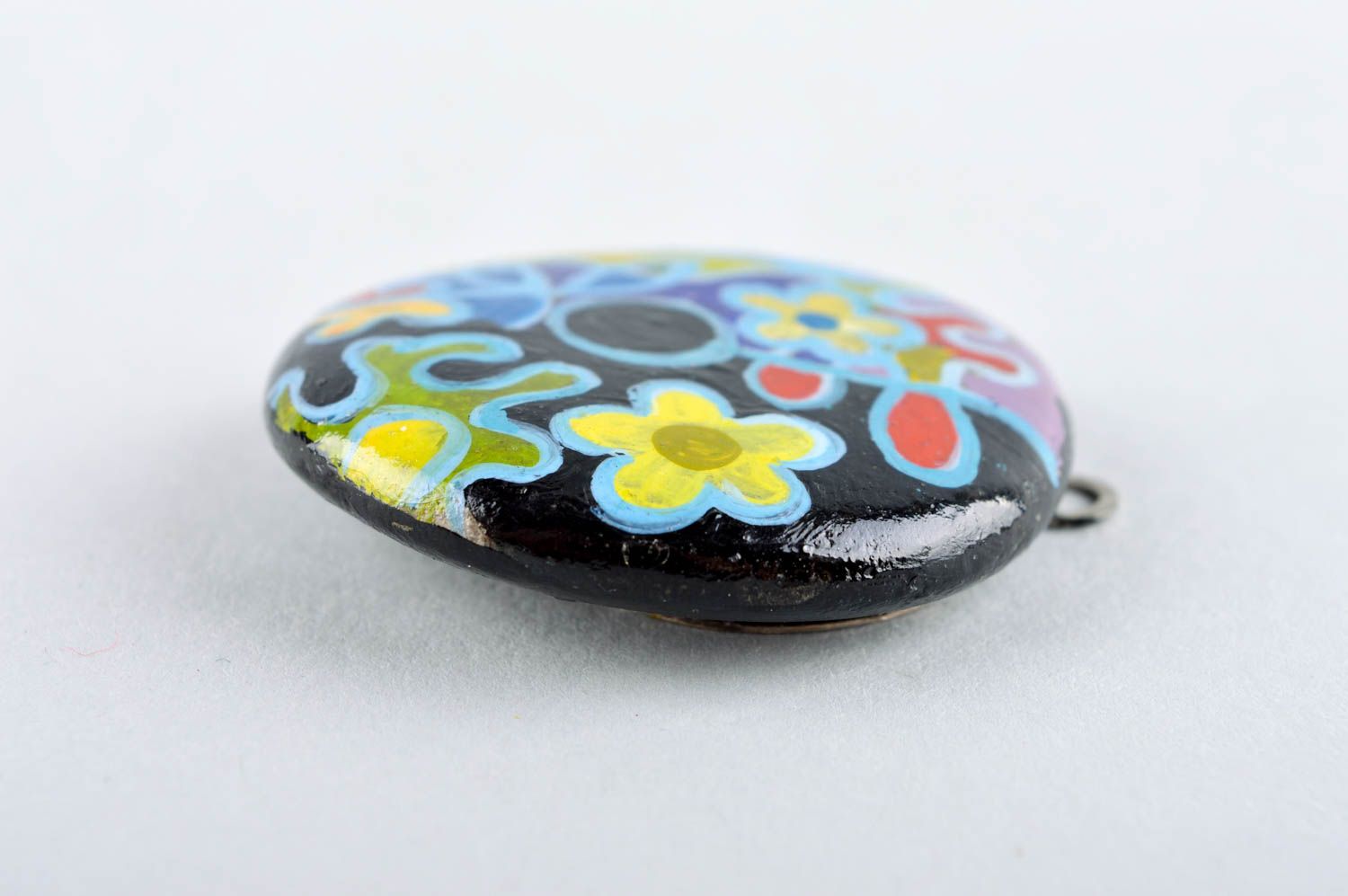 Handmade Stein Anhänger Damen Schmuck Geschenk für Frauen künstlerisch bunt rund foto 4