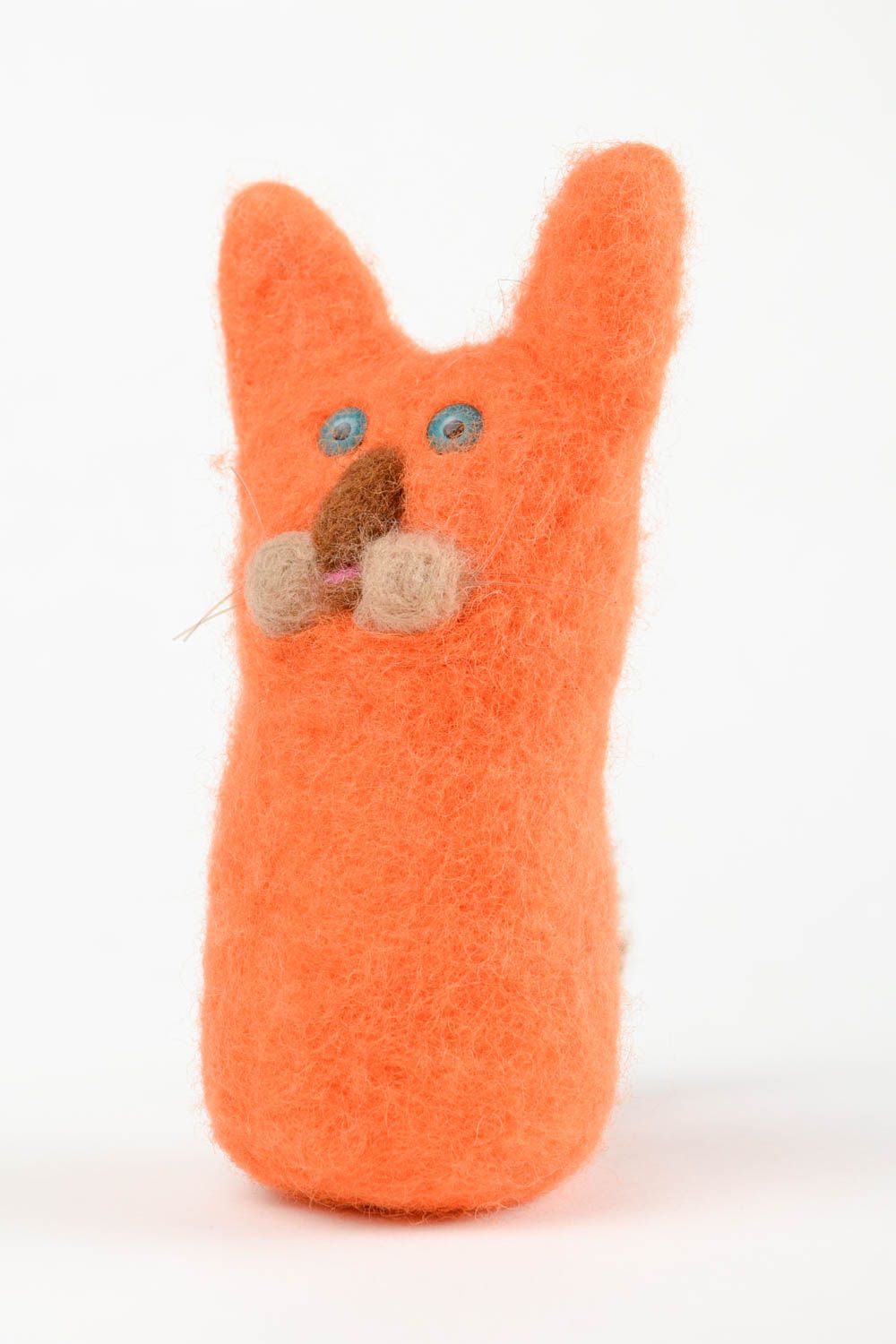 Peluche chat roux Jouet fait main en laine naturelle feutrée Cadeau enfant photo 4