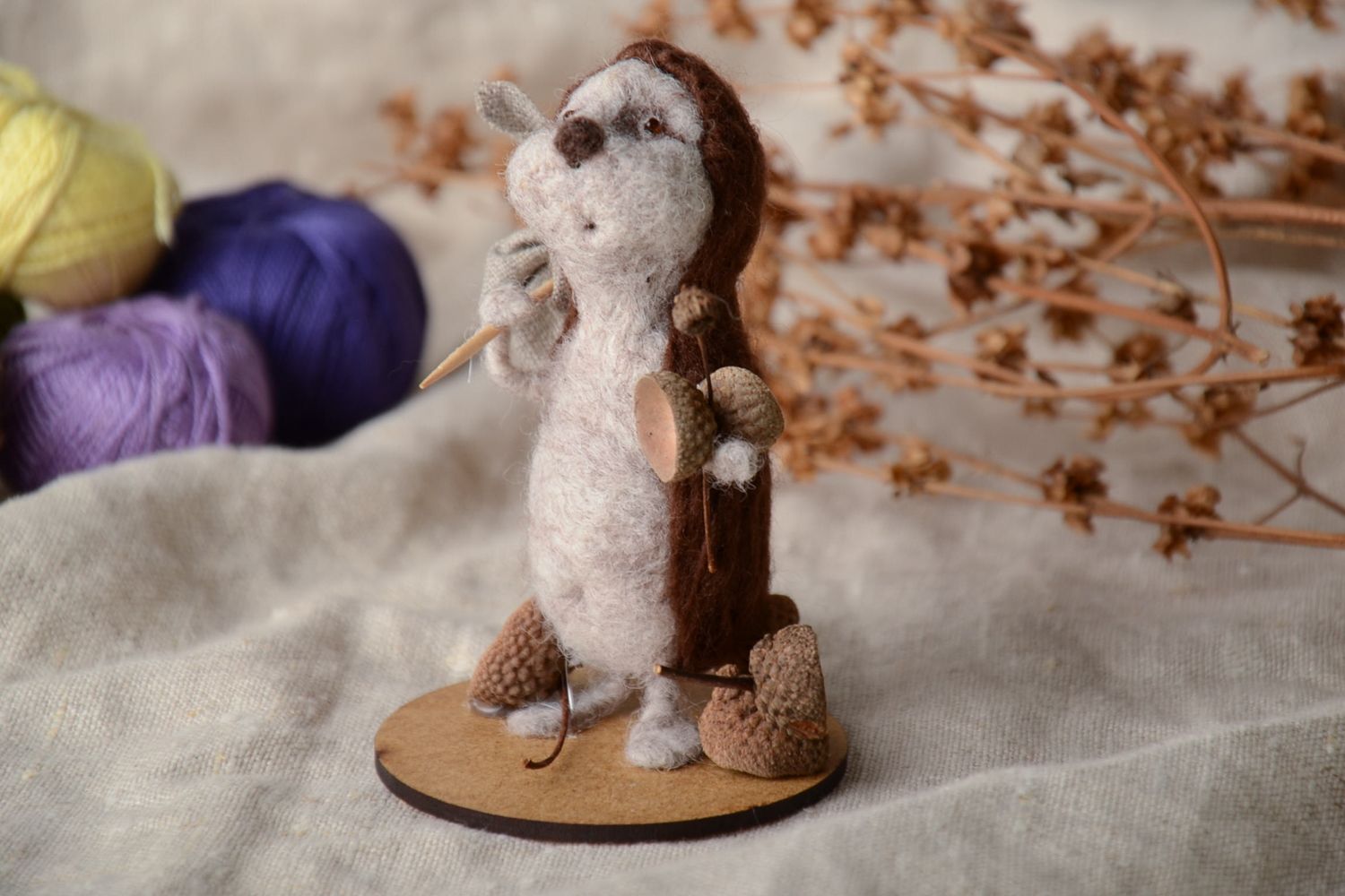 Jouet en laine Hérisson miniature décoratif photo 1