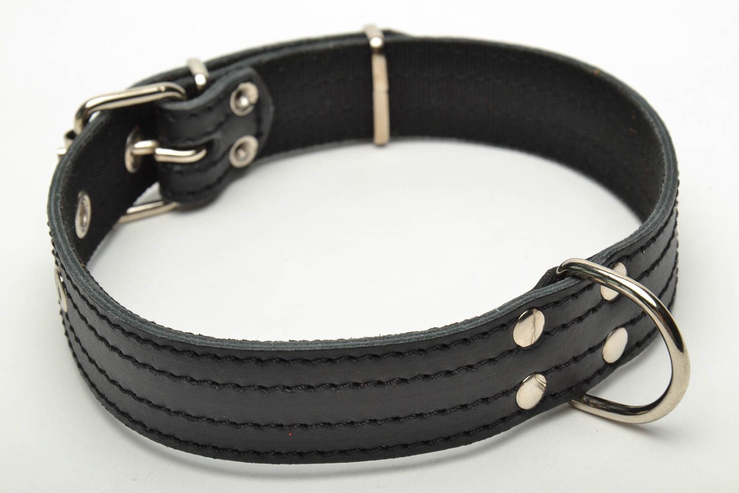 Black genuine leather collar photo 4