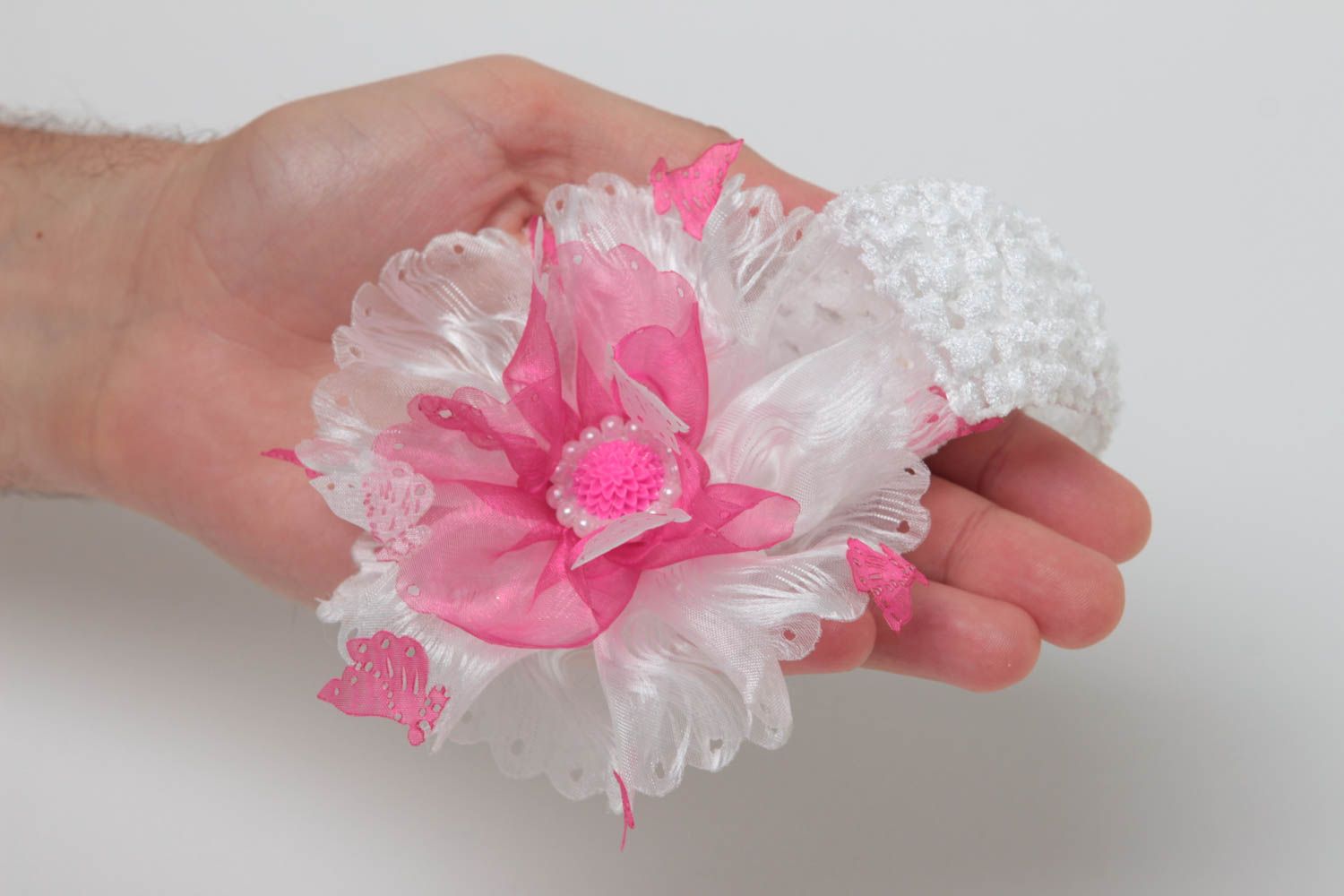 Gentle handmade textile flower headband flowers in hair gifts for her photo 5