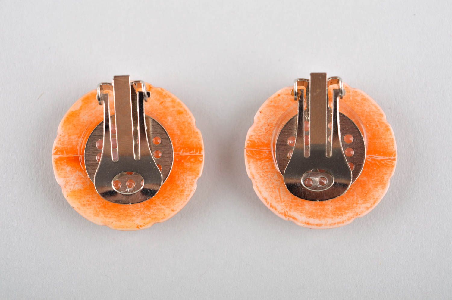 Polymer Clay Schmuck handmade runde Ohrringe Schmuck Ohrhänger in Orange foto 4