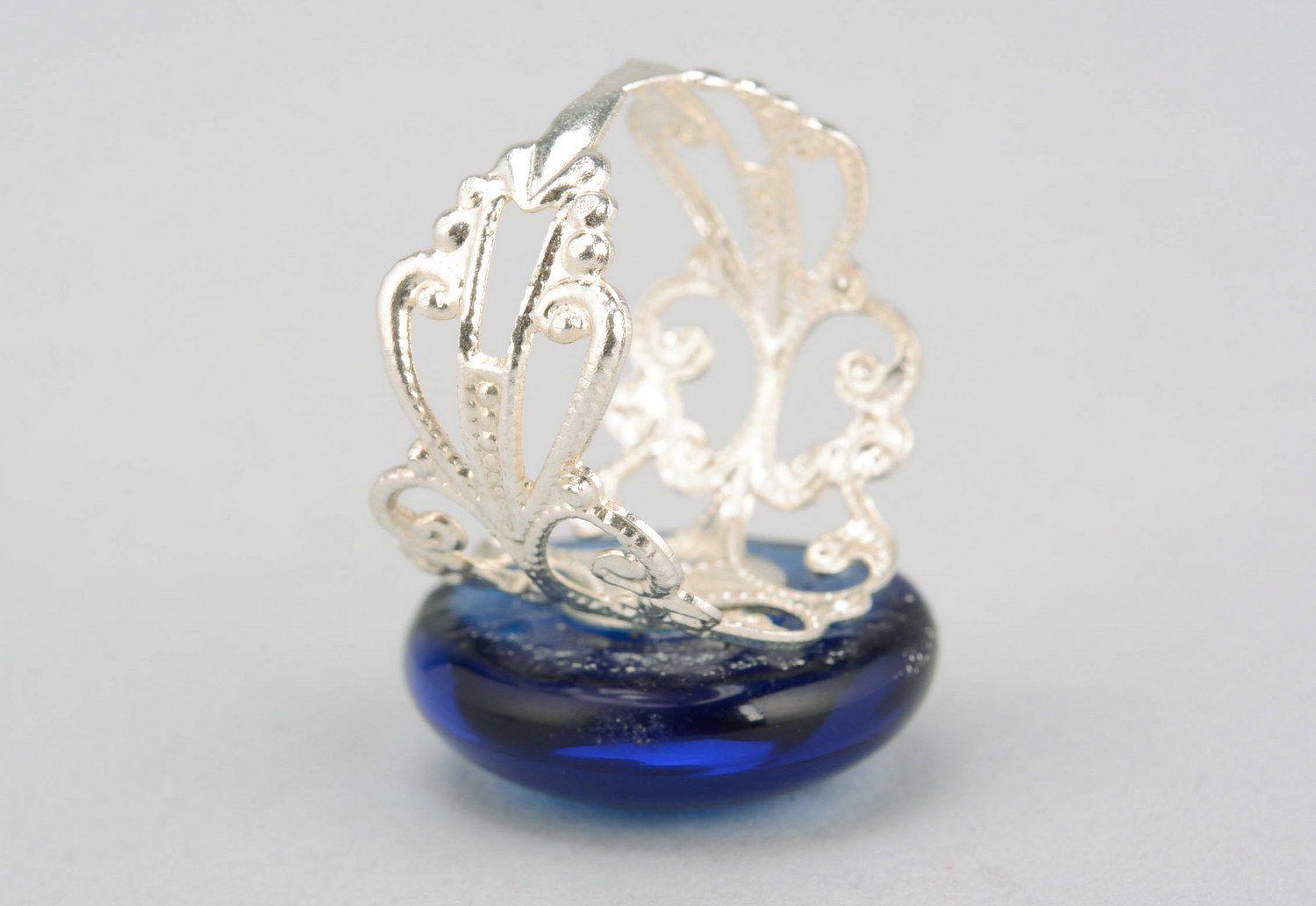 Кольцо ажурное из фьюзинг стекла Перстень королевы фото 4
