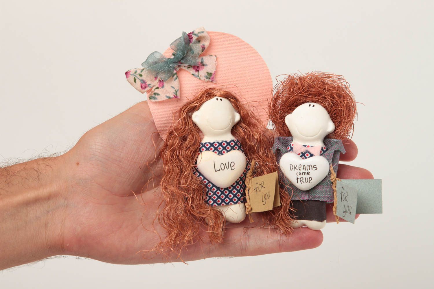 Handmade rag doll 2 pieces wall hanging fridge magnet decorative use only photo 5