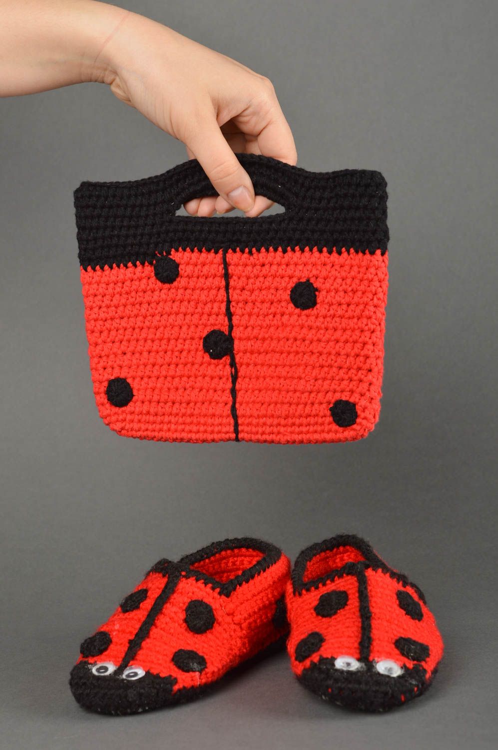 Handmade cute crocheted footwear unusual stylish kids bag designer girls present photo 1