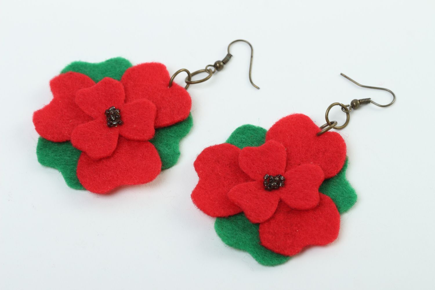 Handmade felted wool earrings fashion accessories for girls needle felting photo 2