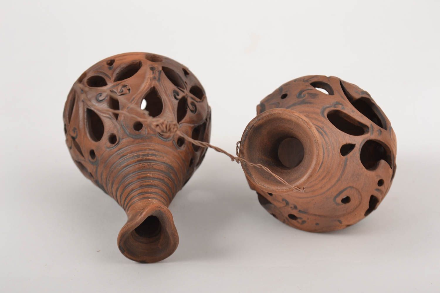 Dos portavelas de cerámica hechos a mano sostenedores de velas regalo original foto 4