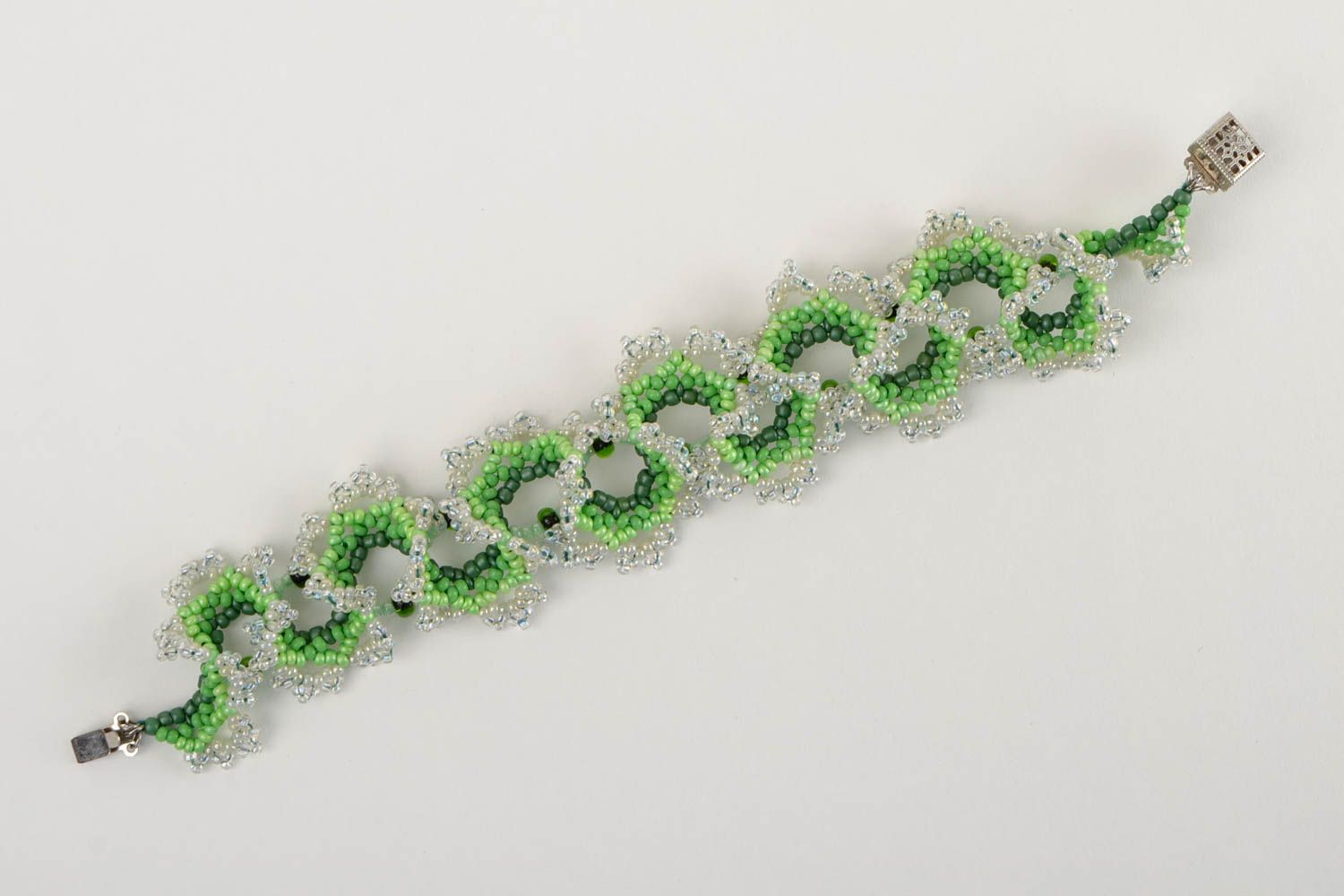 Браслет ручной работы браслет из бисера зеленый плетеный модная бижутерия фото 3
