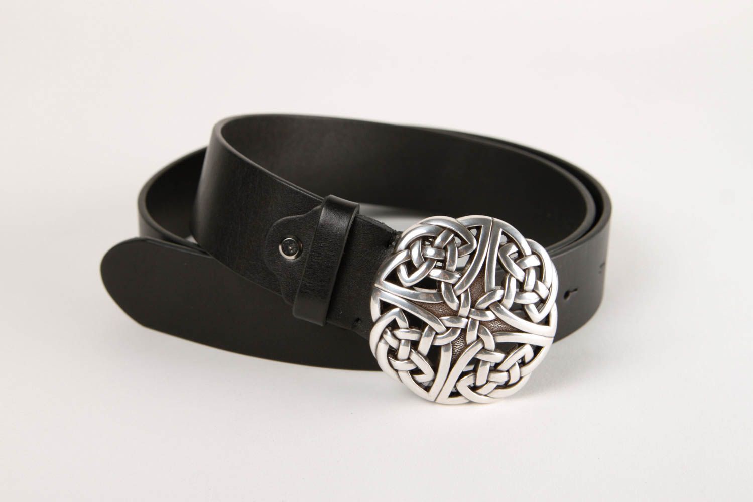 Handmade belt designer accessory gift ideas handmade gift black leather belt photo 3