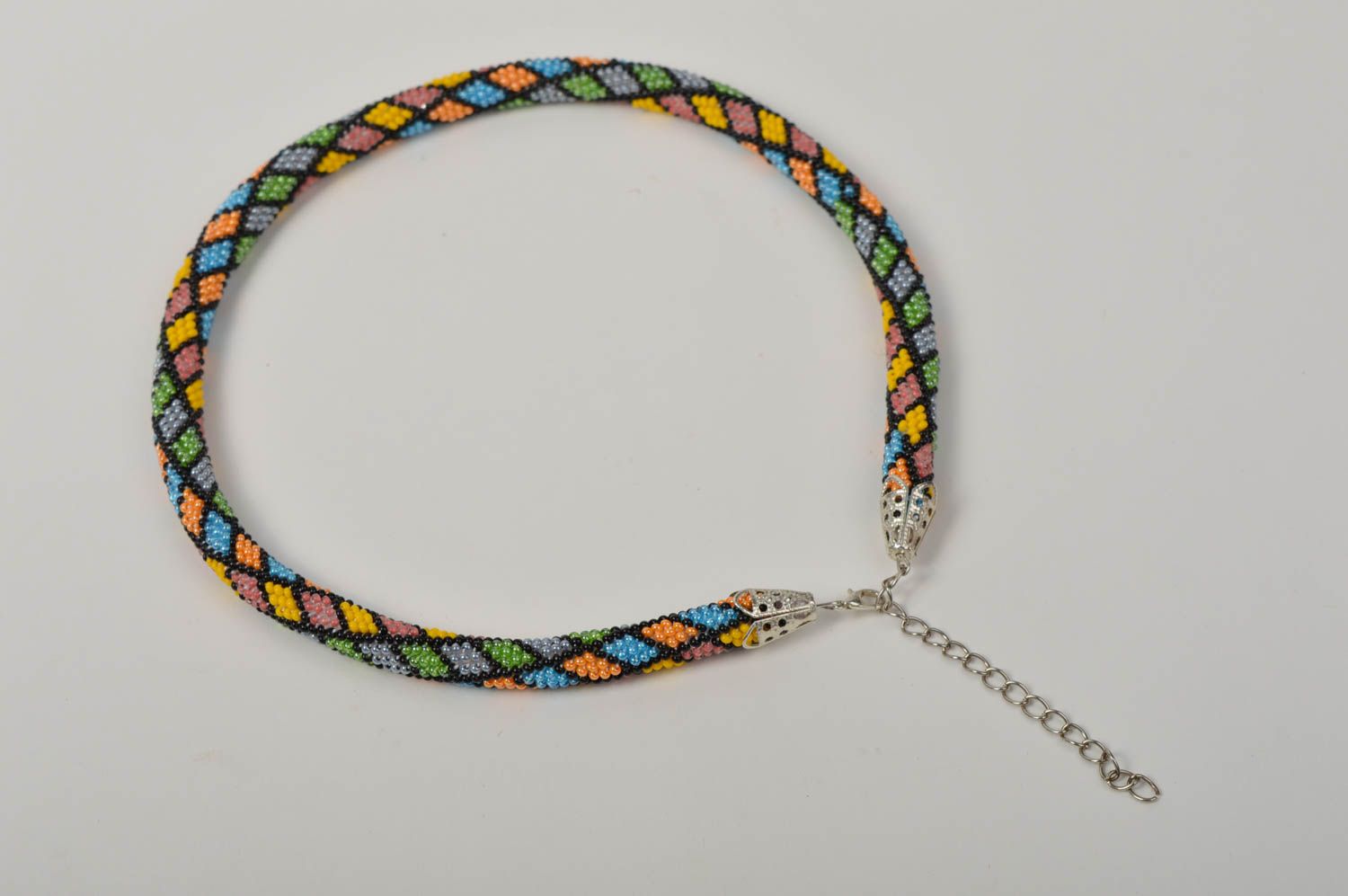 Collier spirale Bijou fait main perles de rocaille multicolore Cadeau femme photo 4