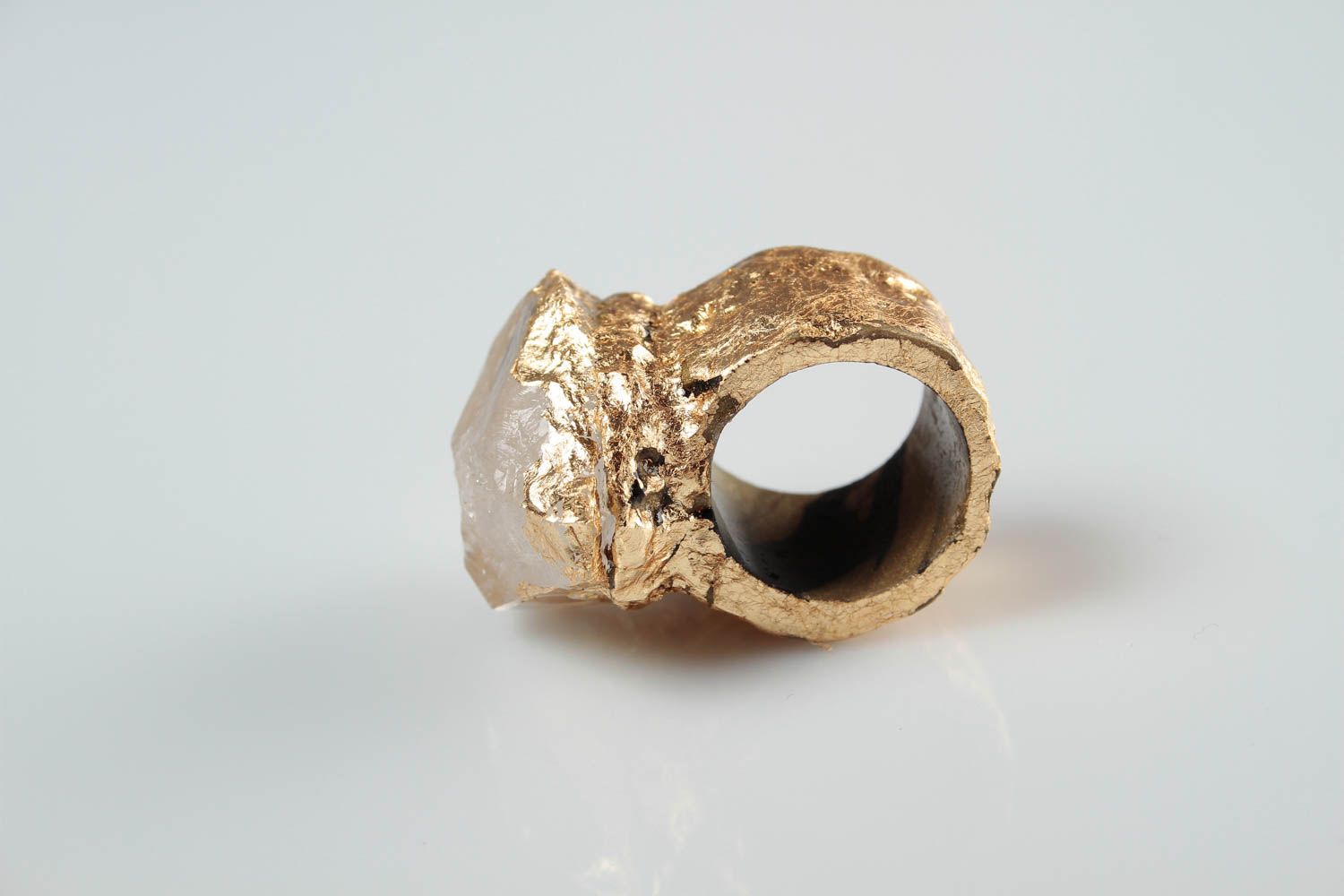 Кольцо ручной работы украшение из полимерной глины украшение кольцо с хрусталем фото 5