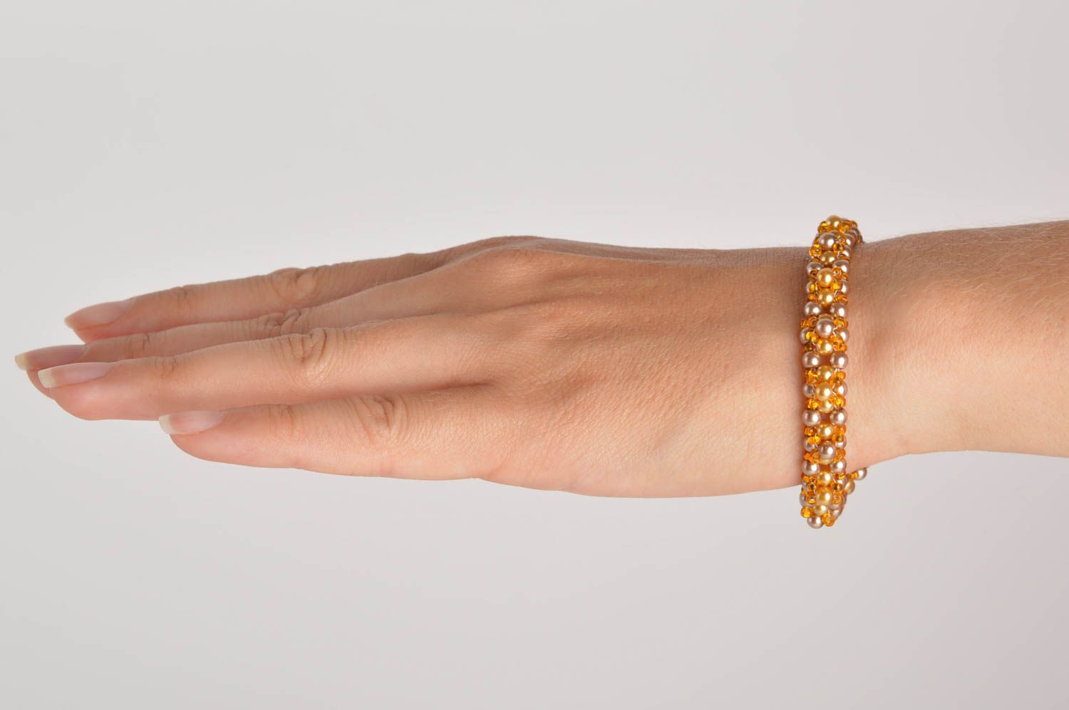 Golden beads cord bracelet wrist all-size bracelet for girls photo 5