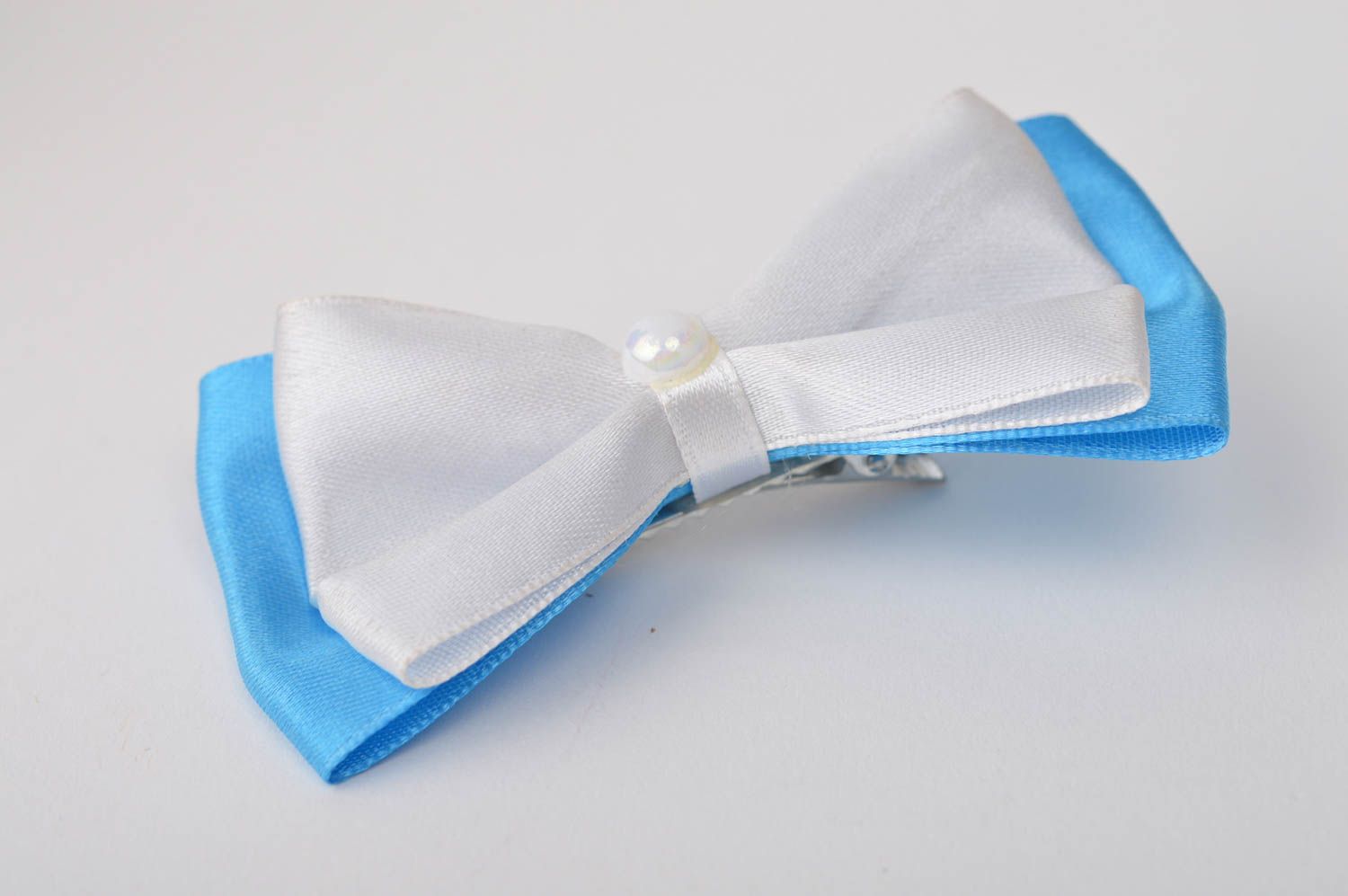 Blau weiße Schleife Haarspange handgemachter Schmuck Accessoires für Mädchen foto 10