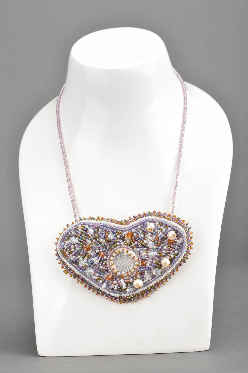 Stylish beautiful designer handmade pendant brooch made of Czech beads photo 2