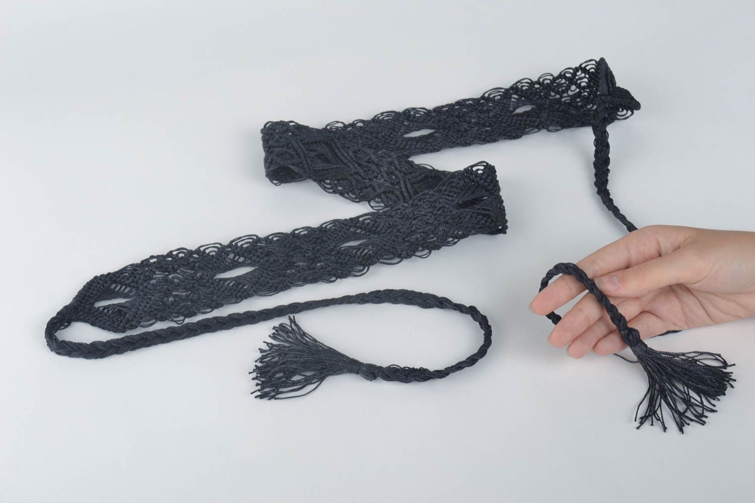 Handmade Damen Gürtel Accessoires für Frauen schwarzer geflochtener Gürtel  foto 4